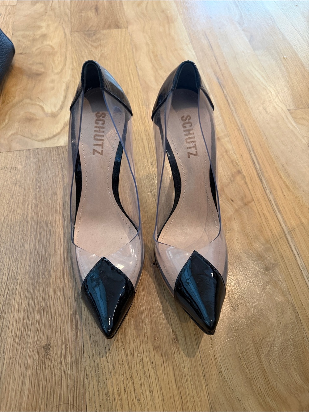 SCHUTZ Black Patent Pointed Toe D'Orsay Pumps